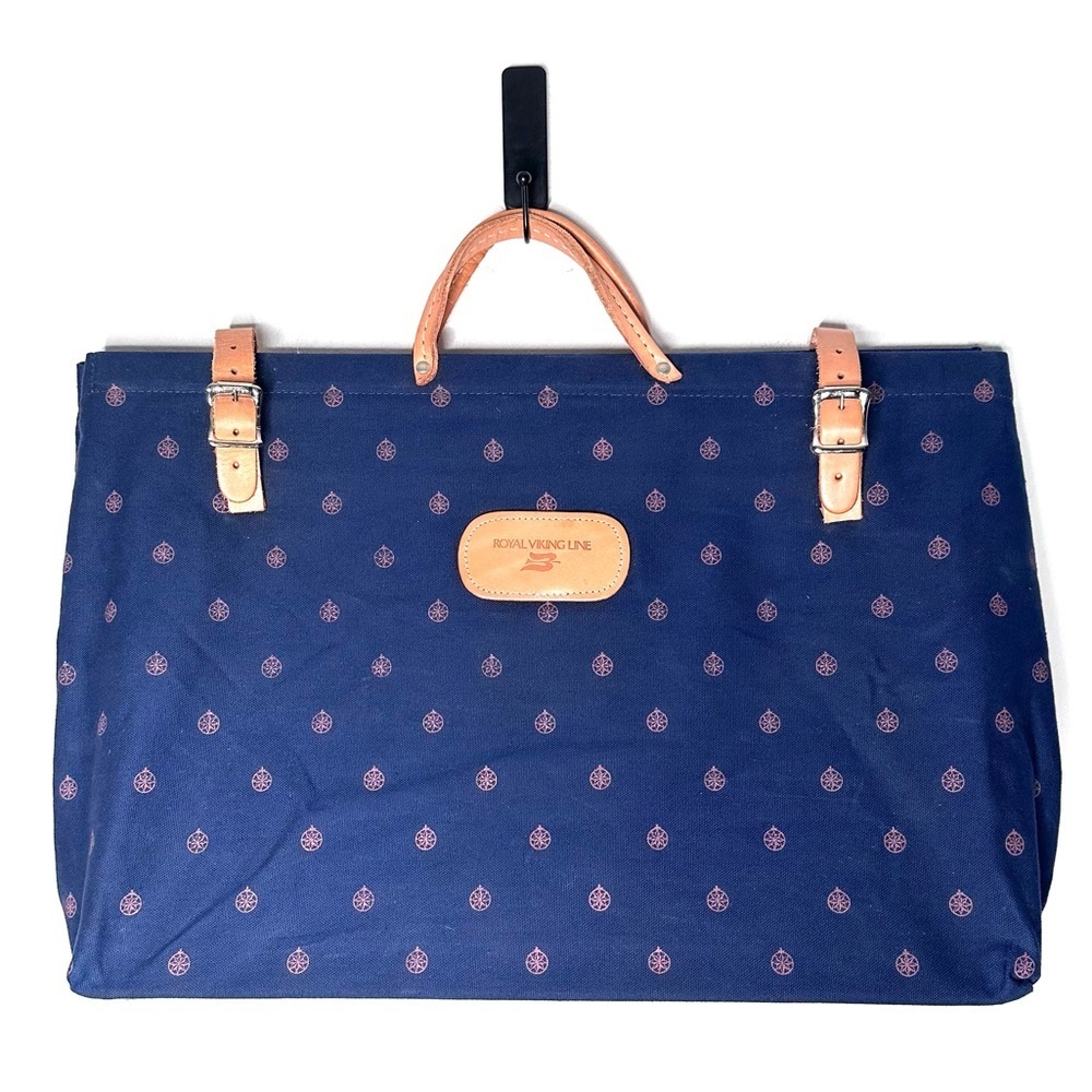Royal Viking Line Cruise Line Large Canvas Leather Tote Travel Bag